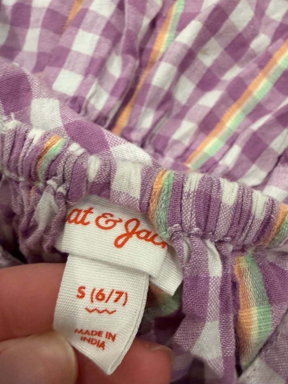 Cat & Jack Purple Gingham Floral Embroidered Tiered Dress Size S (6/7) - Picture 4 of 4